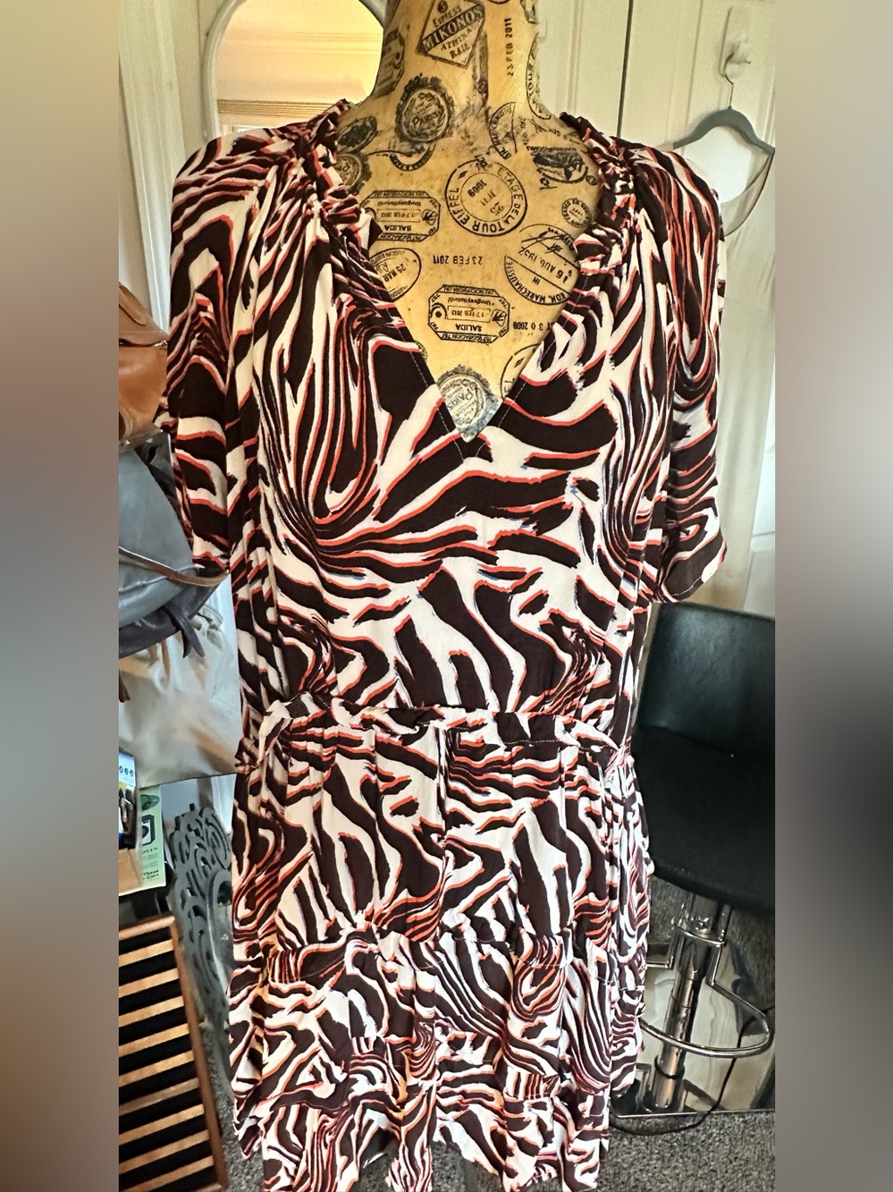 Anthropologie Asymmetrical Zebra Print Dress